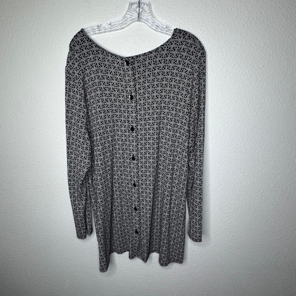 J‎ Jill WearEver Collection Black White Geometric Print Long Sleeve Tunic Top XL - Picture 5 of 8